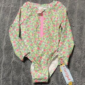 Cat & Jack Pink Floral Long Sleeve Swimsuit